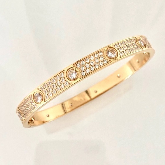 Jewelry - Gold Pavé Screw Classic Model Bracelet with 10 Gems 💎